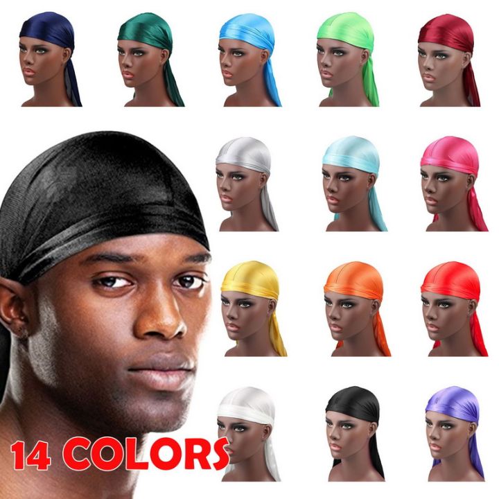 Silky Satin Durag Men's Cap Hat Doo Rag Biker Smooth Head Wrap