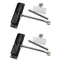 ♕◕ 2X Door Closer Household Black Belt Wheel Adjustable Automatic Door Closing Light Zinc Alloy Spring Door Closer