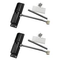 ✧❉ 2X Door Closer Household Black Belt Wheel Adjustable Automatic Door Closing Light Zinc Alloy Spring Door Closer