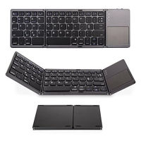 IKOS Foldable Bluetooth Wireless Portable Keyboard with Touchpad Rechargeable Full Size Ultra Slim Folding Mini Keyboard for iPhone iPad Mini/Pro/Air iOS Android Smartphones/Tablets and Windows black