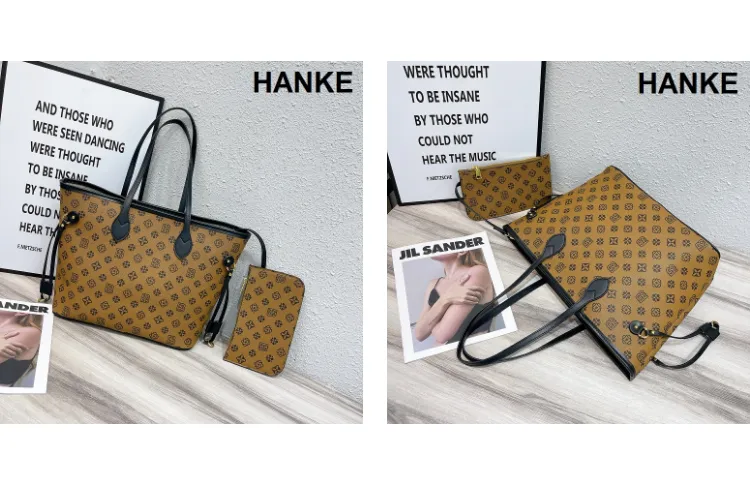 HANKE Quality Neverfull GM Tote Bags Side Laces With Pouch And Twilly Scarf  Fashion Handbags For Women