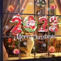 New Year 2023 Christmas Window Stickers Merry Christmas Decorations For Home Santa Elk Wall Decals Xmas Decor Stickers Navidad