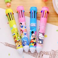 【❖New Hot❖】 miciweix ปากกาอุปกรณ์การเรียนสำนักงานปากกาลูกลื่น Hello Kitty 10สีเครื่องเขียนลายการ์ตูนน่ารักสำหรับ S