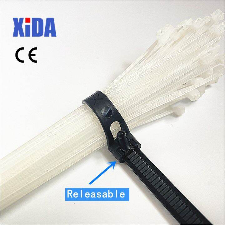 black-releasable-nylon-cable-ties-may-loose-slipknot-tie-reusable-packaging-plastic-zip-tie-wrap-strap-8x150-200-250-300-400-450