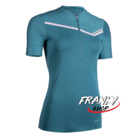 เสื้อยืดวิ่งเทรลแขนสั้นมีซิปสำหรับผู้หญิง เสื้อยืดวิ่งเทรล Women Trail Running Short-Sleeved Zip T-Shirt