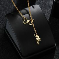 Customized Personalized Name Stainless Steel Band Hollow Butterfly Vertical Necklace Women Lover Jewelry Gift