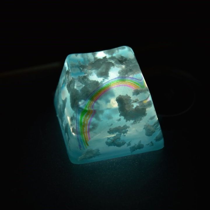 1ชิ้น-handmade-เรซิ่น-keycap-cloud-rainbow-kite-key-cap-สำหรับ-mx-switch-คีย์บอร์ด-oem-โปรไฟล์-r4-height