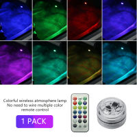 Wireless Adhesive LED Car Interior Ambient Light Remote Control Decoration Auto Roof Foot Atmosphere Lamp With Ba-ttery Colorful