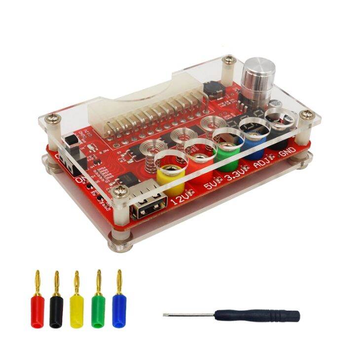 atx-24pin-power-breakout-board-with-adj-voltage-knob-and-acrylic-shell-kit-voltage-regulator-with-touching-switch