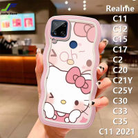 เคสโทรศัพท์ขอบคลื่นน่ารักสำหรับ Realme C15 / C11 / C12 / C17 / C2 / C20 / C21Y/C25Y/เคสโทรศัพท์/C33/C30ลายการ์ตูน Hello Kitty