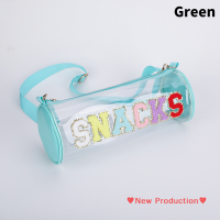 New Production? ถุงผ้ากำมะหยี่ใสมีตัวอักษรใส่ของขบเคี้ยวขนาดใหญ่พร้อมสายรัดไนลอนกันน้ำกระเป๋าผ้าปะตัวหนังสือแวววาว