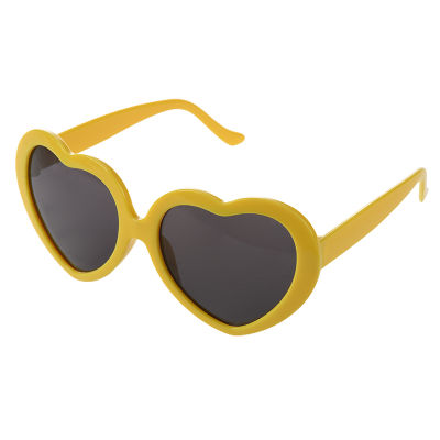 Fashion Funny Summer Love Heart Shape Sunglasses Yellow