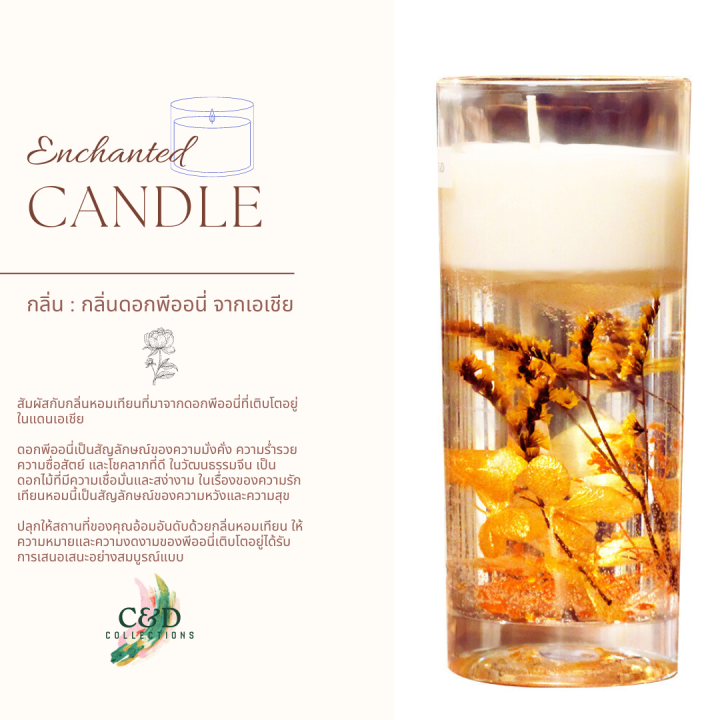 เทียนหอม C&D เทียนตกแต่งบ้าน Enchanted Candle Peony 120g Lazada.co.th