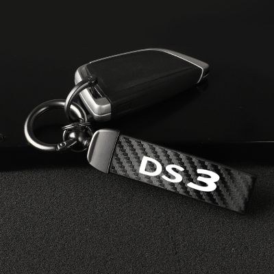 Carbon Fiber Leather Car KeyChain Buckle Jewelry Custom Key Rings For Citroen DS3 DS 3 2009 2019 2011 2021 Car Accessories