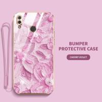 เคสโทรศัพท์สำหรับ Huawei Nova 3i Nova 5T Nova 3 3E 4 4E Nova 5i Pro ดอกไม้สไตล์ภาพวาดสีน้ำมันแบนกรอบเคสนิ่มเคลือบอิเล็คโทรเพลทส่งสายคล้อง