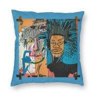 [FAZOZO Home Textile Store] Jean Michel Basquiat Dos Cabezas หมอนตกแต่งบ้าน Nordic บทคัดย่อ Graffiti Street Art โซฟาเบาะรองนั่งปลอกหมอนสแควร์