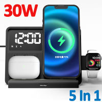 30W 5 In 1 Wireless Charger Stand สำหรับ 14 13 12 11 Pro Max X Fast Charging Station สำหรับ Pro 8 7