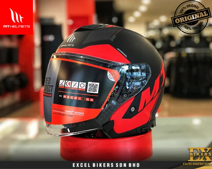 MT HELMET OF504SV THUNDER 3 SV JET DISPLACER B5 MT. BLACK RED/MT OPEN