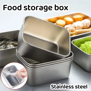 304 Stainless Steel Kitchen Food Tray Container With Lid For Meal Prep,  Picnic, Fruit Storage