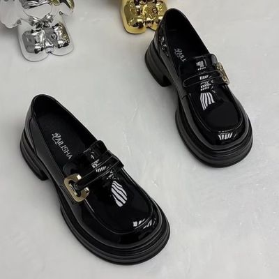 ✗☸ Loafers for women 2023 spring new style genuine soft leather heightening college British style shoes platform thick sole comfortable shoes