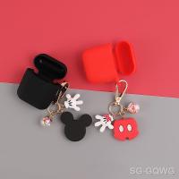 3D Cartoon Red Black Case For AirPods 1 2 Pro Box Cute Soft Silicone Wireless Bluetooth Earphone Protect Cover Keychain Cute