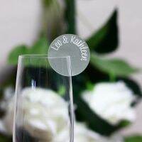 Frosted Acrylic Round Tag Blank Cocktail Charm Wedding Gift Name Tag Champagne Glass Topper Party Drink Marker