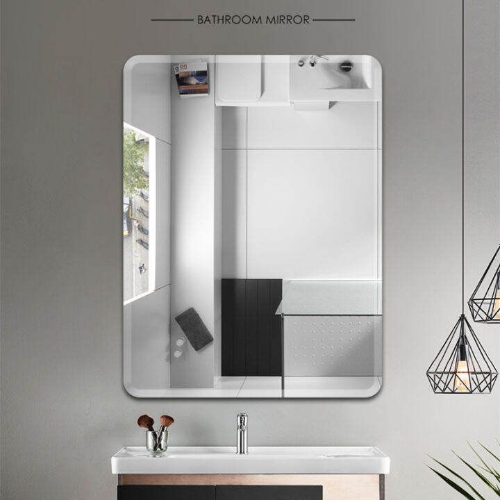 Mirror stick wall glass bathroom mirror perforationfree glass mirror