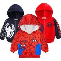 Baby Boys Spiderman Hooded Jackets Toddler Kids Cartoon Printing Coat Spring Autumn Children Fashion Casual Outerwear 3-7Years