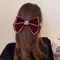 [COD] and winter diamond-encrusted bowknot hairpin back of the head going out all-match new temperament retro spring clip hair accessories for women