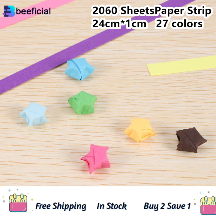 2060 Sheets Star Origami Paper 27 Assortment Color Paper Strip Double Sided  Origami Solid Color Decoration Paper Strips 