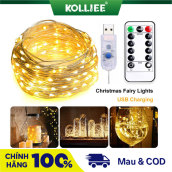 KOLLIEE 100 200 Đèn LED Thần Tiên Đèn Dây LED 10M 20M Đèn Giáng Sinh Bằng