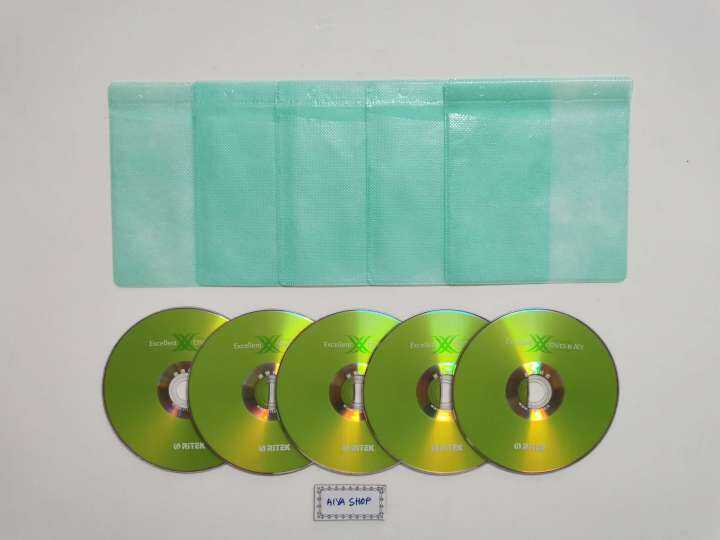 แผ่นดีวีดี-ไรเทค-dvd-r-ritek-แผ่นดีวีดีสกรีนไม่ได้-จำนวน-5-แผ่น-ฟรี-ซองผ้า-5-ซอง