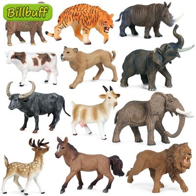 ZZOOI Simulation Animals Model Sheep Rhino Cow Elephant Deer Tiger Action Figures Plastic Figurines Educational toys for children Gift