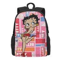 Betty Boop กระเป๋าแฟชั่นพิมพ์ลายความจุขนาดใหญ่สำหรับทุกเพศเป้ลำลองสำหรับทั้งเด็กผู้ชายและเด็กผู้หญิงนักเรียนกระเป๋าสะพายไหล่ไปโรงเรียนทุกวัน