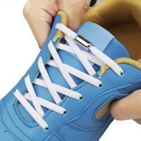 【LZ】✎  1 Par Elastic Flat Cadarços Sem Gravata Cadarços de Metal Bloqueio Criativo Crianças Adulto Sneakers Cadarço Lazy Laces Unisex