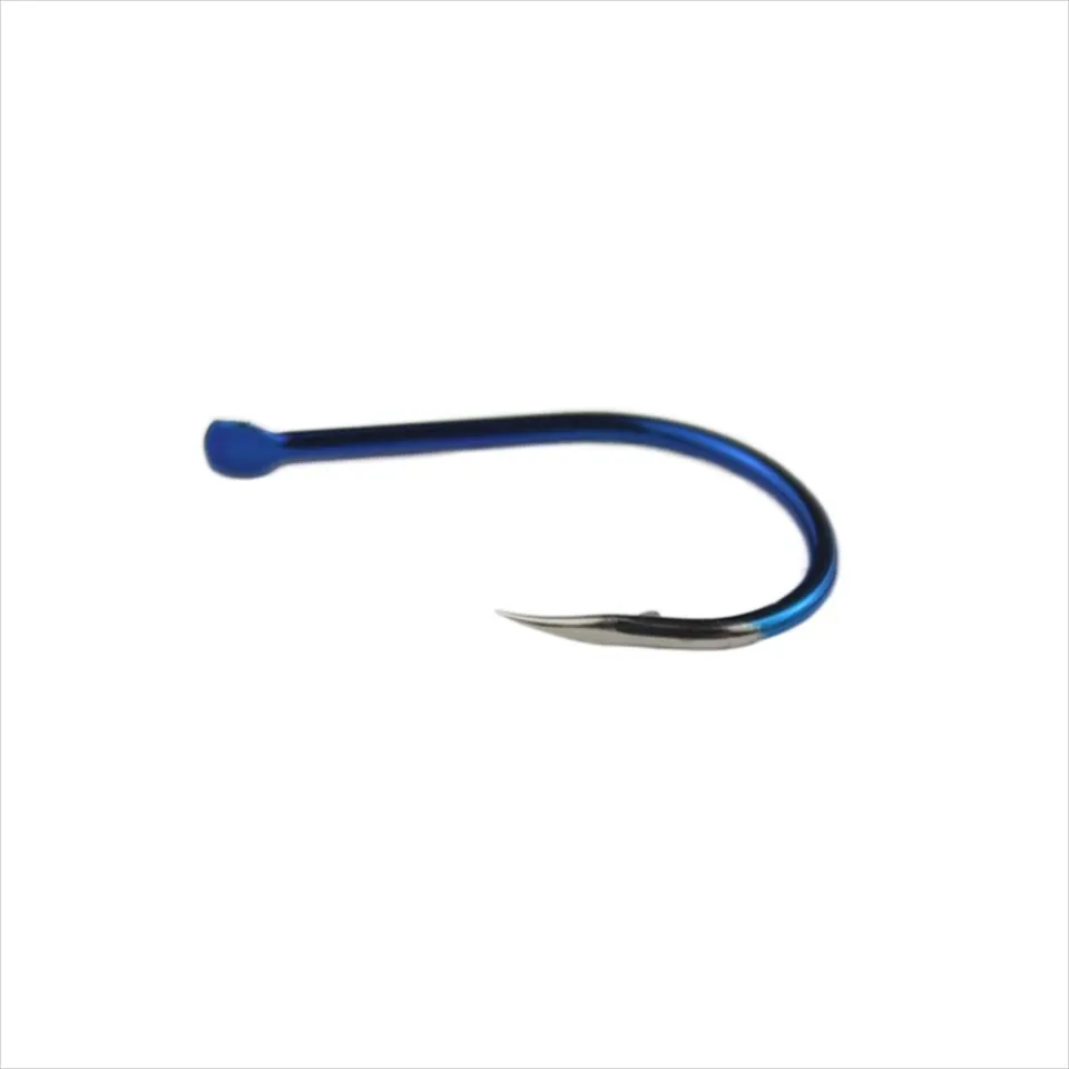 QUEEN 50Pcs Carbon Steel Blue Fishing Hooks Barbed Hook Bass Ghost