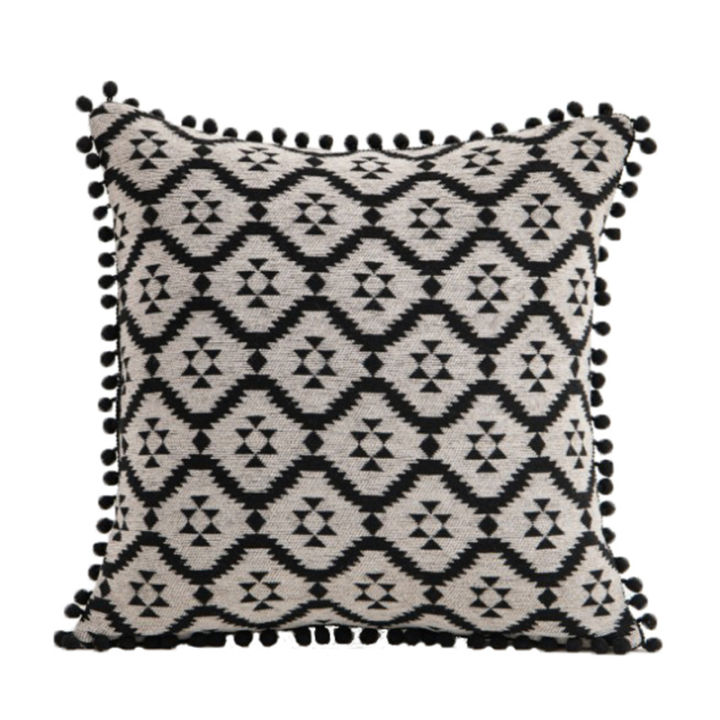 pom-pom-tassel-cushion-cover-geometric-chenille-jacquard-throw-pillow-case-luxury-art-graffiti-decorative-boho-pillow-cover-bed-home-decor