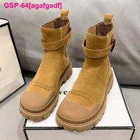 Agafgadf Mulher Sapatos De Couro Genuíno Botas Med Saltos Meados Bezerro Platafra Plana Designer Fivela Zapatillas Mujer