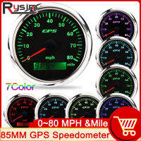 HD 7สี Backlight 85มม. GPS Speedometer เครื่องวัดระยะทาง80 MPH Mile สำหรับรถบรรทุก U รถจักรยานยนต์อุปกรณ์เสริมรถ Marine เรือ Speed Gauge