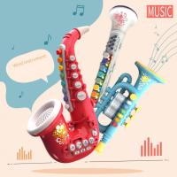 ของเล่นดนตรีที่มีประโยชน์ ABS จริงเล่นแปดโทนแซกโซโฟนมินิทรัมเป็ตของเล่นเด็กของขวัญจำลองเครื่องดนตรีทรัมเป็ต Toy