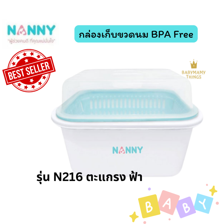 nanny-กล่องใส่ขวดนม-กล่องเก็บขวดนม-ที่ตากขวดนม-กล่องตากขวดนม-ที่คว่ำขวดนมมีฝาปิด-ของใช้ทารกแรกเกิด-ของเตรียมคลอด