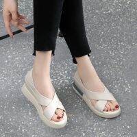 Muffin Bag Heel Sandals Women 2023 Summer New High-heeled Fashion Outer Wear Wedge-heeled Thick-soled Comfortable Womens Shoes