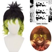 Ready Stock Demon Slayer Gyutaro Shabana Cosplay Wig Tattoo Sticker Daki