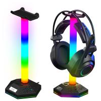 【Undine earphone】RGB หูฟังเล่นเกมยืน12โหมดแสงชุดหูฟังที่วางยึดแถบควบคุมแบบสัมผัสแสงโต๊ะเล่นเกมชุดหูฟังที่ใส่ไม้แขวนเสื้อ