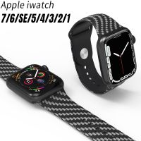 สายคาร์บอนไฟเบอร์ + เคสสำหรับ Apple Watch,สำหรับ Apple Watch Series 8 Ultra 49mm  7 654 321สายซิลิโคน42มม. 44มม. 41มม. 45มม. นาฬิกาป้องกัน44มม. 49มม.