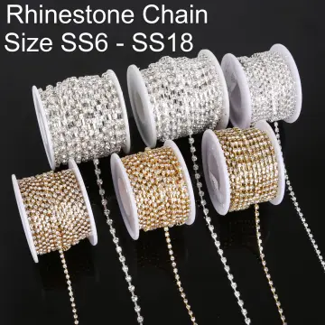 Rhinestones Chain 2mm SS6 (Silver Plated w/ Clear Rhinestones