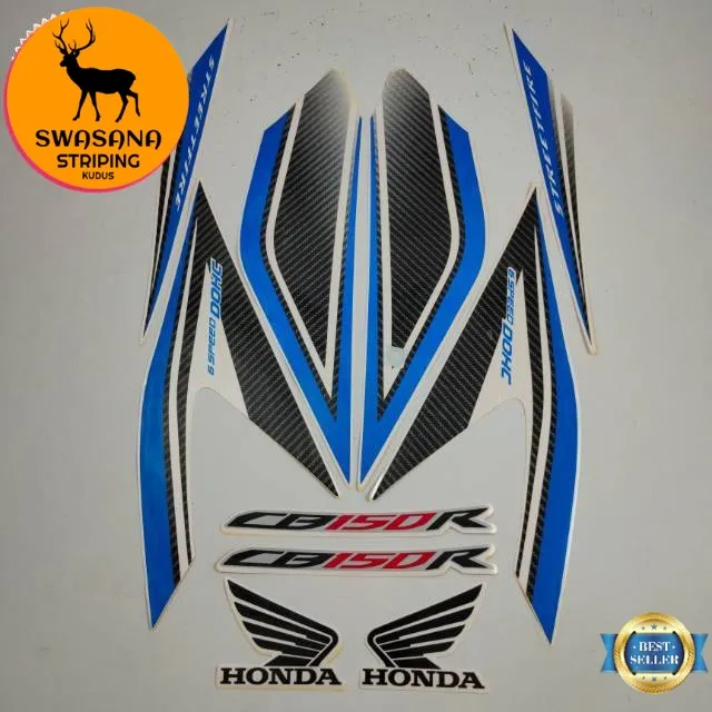 Striping Decal Polet Sticker Honda Cb150r Cb 150 R 2016 Putih Lis Biru