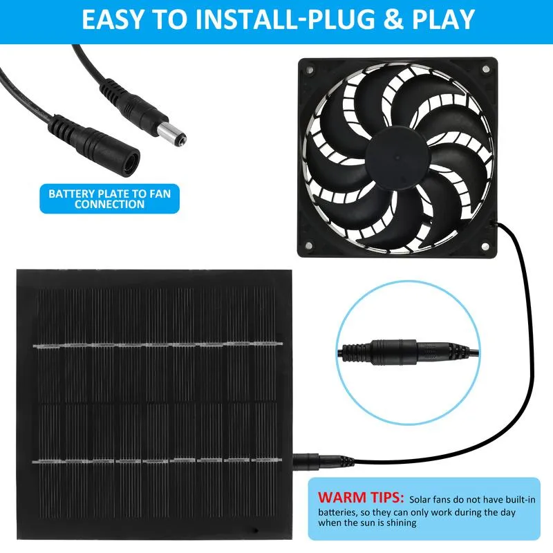 Solar Exhaust Fan Kit for Sheds Chicken Coops Solar Powered Exhaust Fan for  Greenhouse Pet Houses