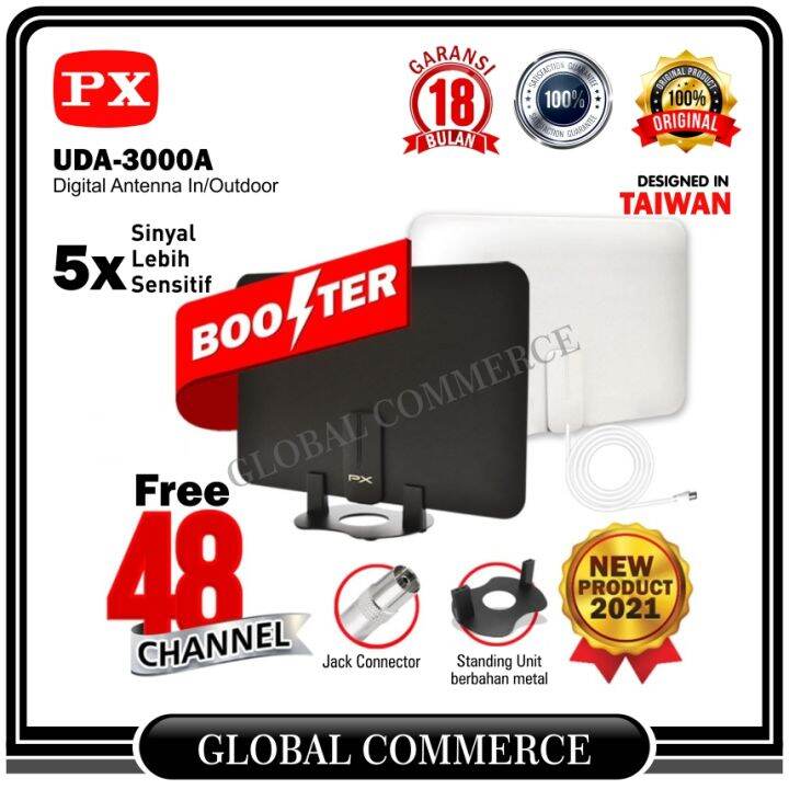 Antena TV Dinding Digital Analog Indoor DVB T2 + Booster PX UDA-3000A ...