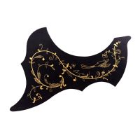 Pickguard Schlagschutz Black With Flower Motif For 40/41 Inch Acoustic Guitar Classical Guitar And Western Guitar Guitar Bass Accessories